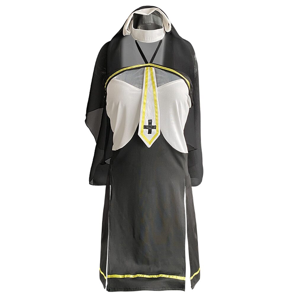 4223 Lingerie uniform Lingerie cross collar sexy tassel black and white nun